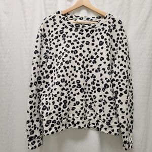 Michael Stars Fleece Animal Print Crew Neck Pull Over Top Size Large